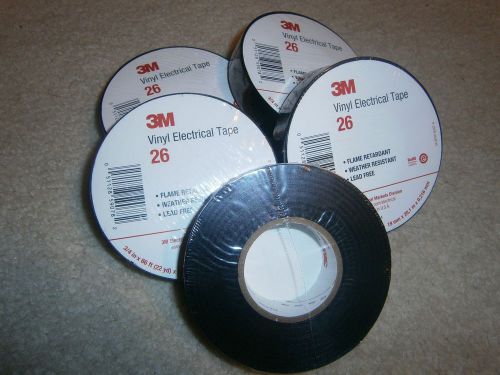 3m #26 black vinyl electrical tape 3/4 in x 66 ft x .0085 in 5 rolls for sale