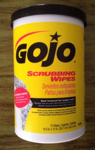 (1) tub of 72 gojo scrubbing wipes grease and grime removal dual textured for sale