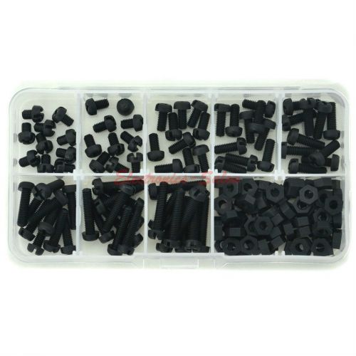 Metric m4 black nylon screw/nut assorted kit, m4 x5 x6 x8 x10 x12 x15 x18 x20mm for sale