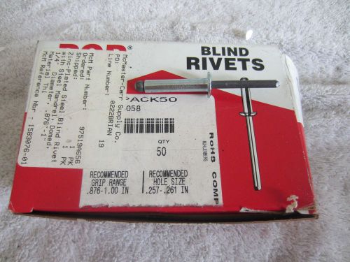 Box 50 Blind Rivets steel 1/4&#034; dia grip .876-1&#034; Rohs Pop Brand domed 434432