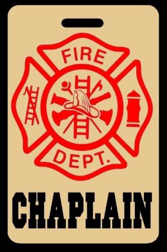 Tan chaplain firefighter luggage/gear bag tag - free personalization for sale