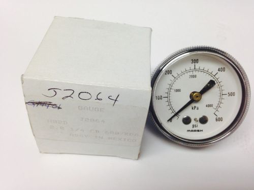 Marsh j2064 0-600 psi / kpa pressure gauge 1/4&#034; npt back mount 2&#034; dial for sale