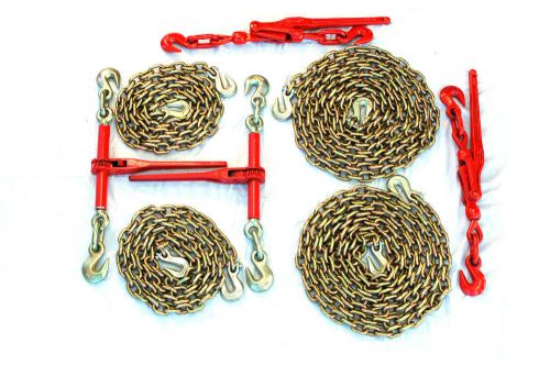3/8&#034; transport package - (2) lever &amp; ratchet binders - (2) 10&#039; &amp; 20&#039; foot chains for sale