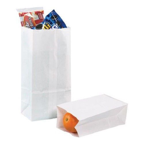 Box grocery bag - 12.38&#034; x 6.13&#034; x 4&#034; - 500/carton - white for sale