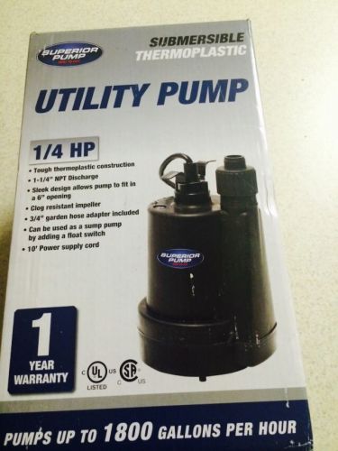 Superior pump 91250 1/4 hp thermoplastic submersible utility pump.  new! for sale