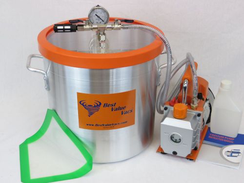 5 gallon vacuum chamber and 3 cfm single stage pump to degassing silicone for sale