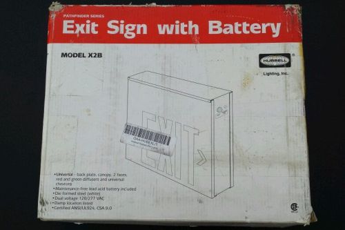 Exit sign with battery made by Hubbell lighting inc model x2b