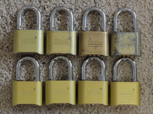 Lot of (8) MASTER LOCK  2 inch #175, 4 digit resettable Combination Padlocks