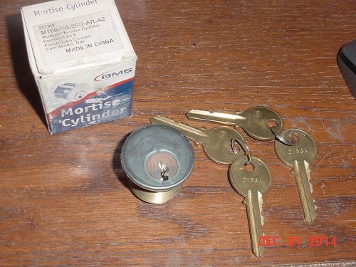 Locksmith nos grade 2 gms keyed mortise cylinder w/ 4 keys ya8 satin chrome for sale
