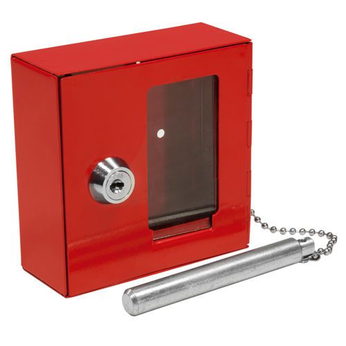 Barska compact emergency key box w/ attached hammer and key in red, ax11838 for sale