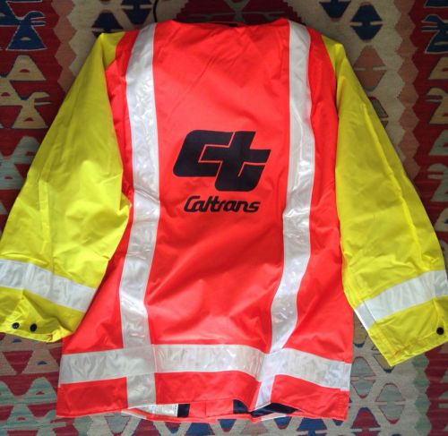 Men&#039;s rainwear safety jacket nasco 1103jy xxxl nwot orange yellow reflective for sale