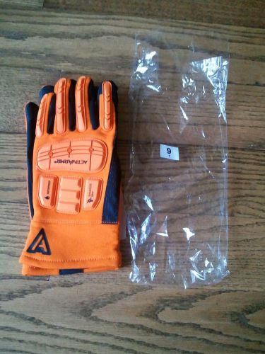 Ansell 97-210 mechanics gloves,9,hi-vis orange/blk,pr for sale
