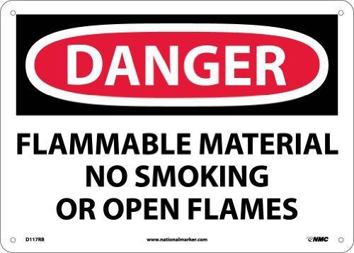Osha sign &#034;danger flammable material no smoking or open flames&#034; 14&#034; width for sale