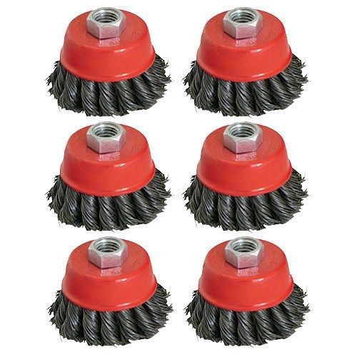 (6-pcs) - 4&#034; CUP BRUSH TWISTED WIRE WHEEL ANGLE GRINDER