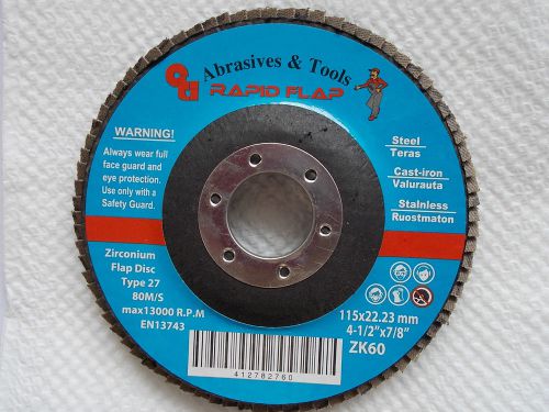 (10) 4-1/2&#034; x 7/8&#034; premium zirconium 60 grit flap disc new for sale