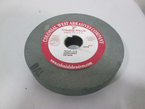NEW COLONIAL WEST ABRASIVES GC80J5VS1 7X1X1-1/4IN 3274RPM GRINDING WHEEL D364488