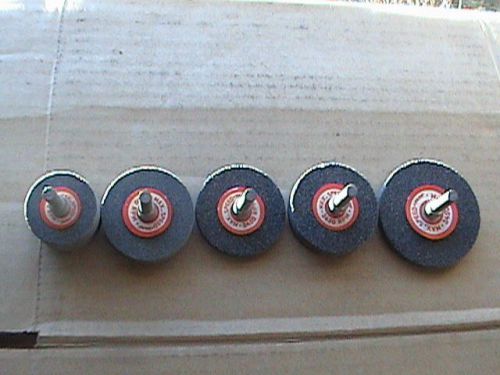 FULLER ABRASIVE WHEELS VARIOUS SIZES ALL 1/4&#034; SHAFT 5 PIECE LOT MACHINIST TOOL