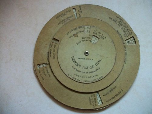 Vintage machinist 1940 derck&#039;s gauge dial indianapolis indiana for sale