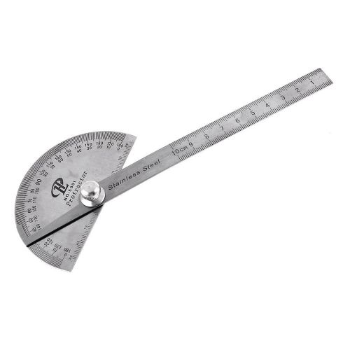 Polished stainless steel metric straightedge 10cm 180 degree protractors ruler for sale
