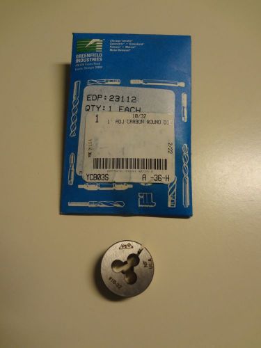 10-32 X 1&#034; OD ROUND ADJUSTABLE DIE - NEW-Made in USA (Greenfield Industries)