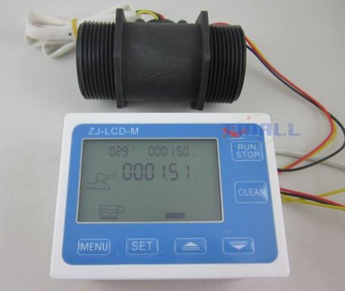 G1-1/2&#034; 1.5“ Flow Water Sensor Meter+LCD Display Quantitative Control 5-200L/min