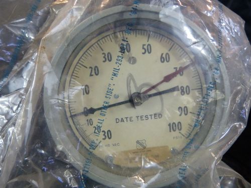 Vintage Vacuum Gauge Ashcroft 1245 PC Welded Mono Tube 1 inch &amp; 1 PSI SUBD