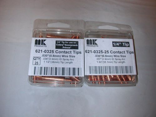 (50) MK Products 621-0325~030 Contact tips  Prince MK Push Pull Gooseneck NOS