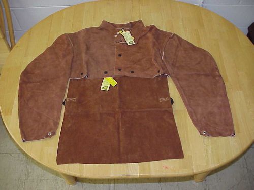 New sz xxxx large steiner brown leather welding cape jacket w/ sleeves &amp; 19&#034; bib for sale