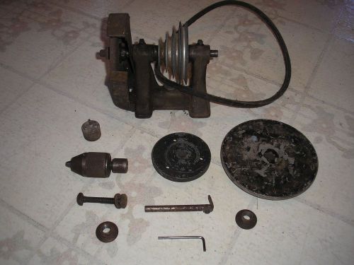 Vintage montgomery ward power kraft lathe head stock, grinder, chuck, center etc for sale