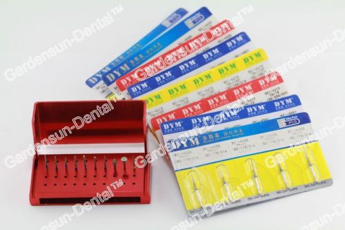 40PCS DYM Dental 1.6mm Diamond Burs + 1PC 40 Hole Disinfection Bur Block Free