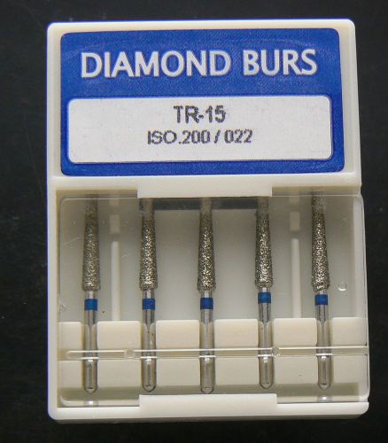 5 NEW Dental Diamond Burs Flat End Taper TR-15 High Fast Speed ISO 200/022
