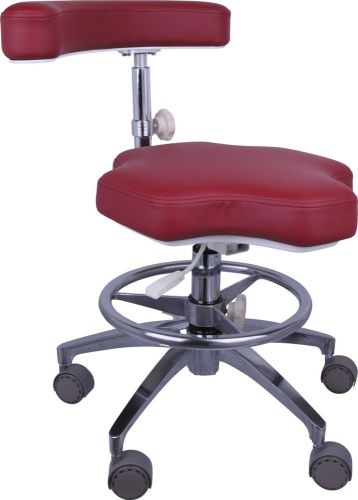 Dental Equipment Nurse Stool Rolling Wheels Adjustable Height Chair Red PU