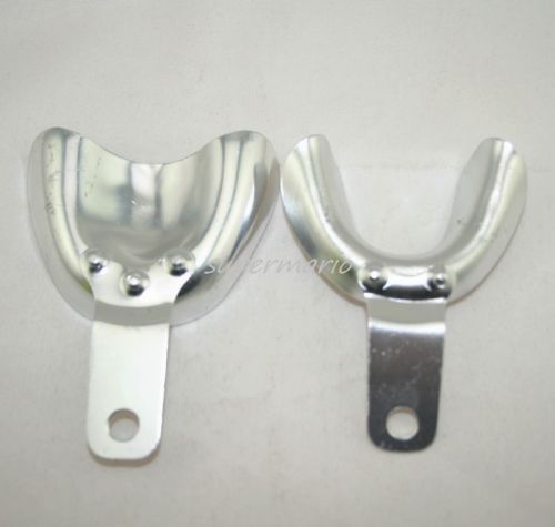 Dental Aluminium Impression Trays No Holes Large Size Upper and Lower *1 Pair u