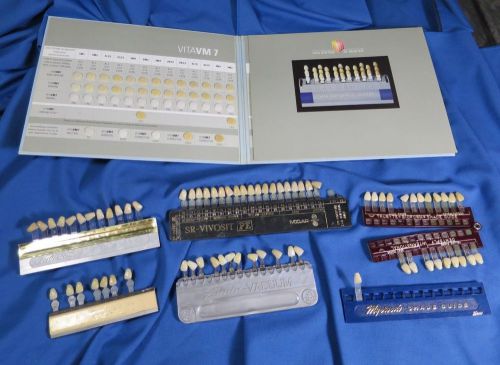 Lot of 6 Dental Shade Guide Models plus Shade Index Book.