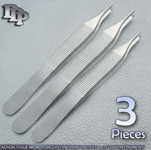 3 Adson Tissue Forceps 1x2 teeth 4.75&#034; Surgical Plastic Surgery INSTRUMENTS