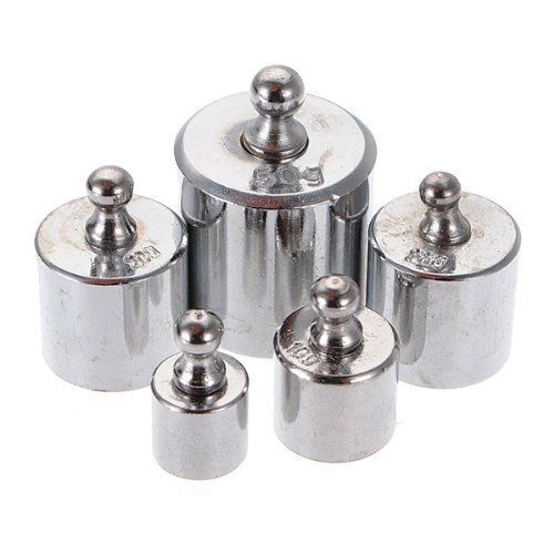 5pcs 50g 20g 10g 5g grams precision chrome calibration scale weight set kit gift for sale