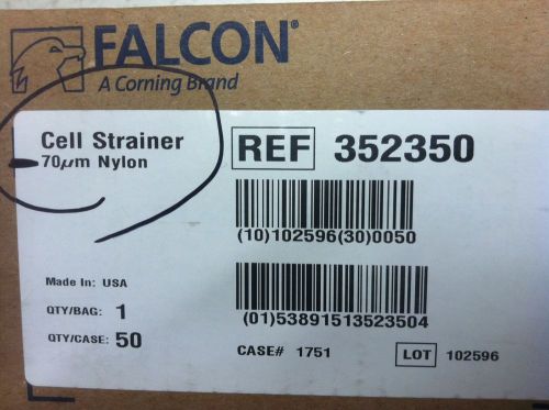 Box of 50 BD Falcon 352350 Cell Strainer 70 um Nylon NEW, SEALED