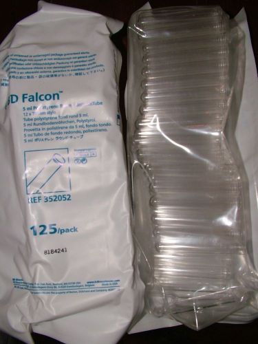 BD Falcon 5 mL Polystyrene Round Bottom Tube no cap 125/pack #352052
