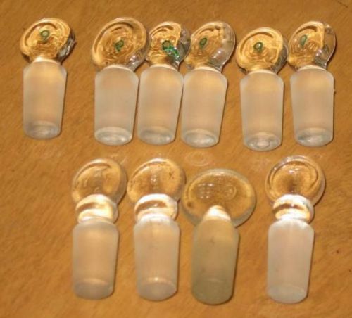 Glassware lab glass: Misc #9 Solid Glass Pennyhead Stopper lot x10