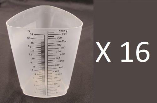 (PACK OF 16)-Triangular Graduated Measure Polypropylene Beaker - 32oz./1000cc