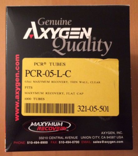 [1000 tubes] 0.5ml thin wall pcr tubes with flat cap (axygen: pcr-05-l-c) for sale