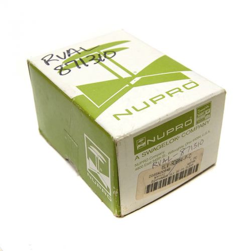 Nupro/Swagelok 6LV-RDBW4-P-C Stainless Manual Diaphragm Valve 1/4&#034; Tube Stub