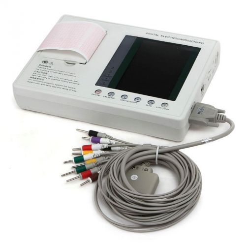 Warranty color lcd portable digital 3-channel 12-lead electrocardiograph ecg/ekg for sale