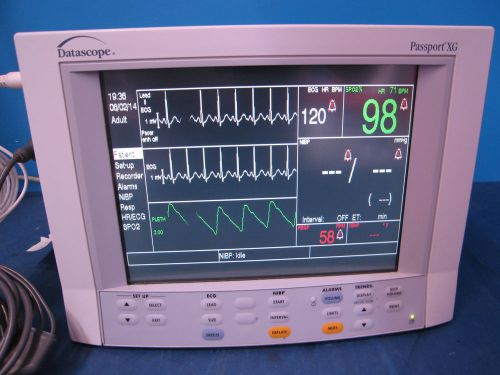 Datascope passport xg color patient vital signs monitor w/cables 90 day warranty for sale