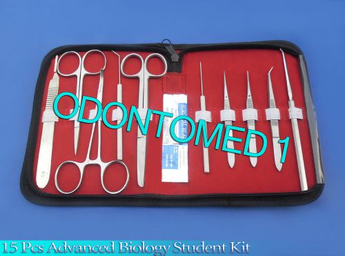15 pcs advanced biology lab anatomy medical student kit+scalpel handle blade #15 for sale