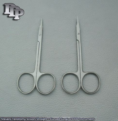 2 Stevens Tenotomy Scissors 1 straight, 1 curved Surgical Dental Instruments