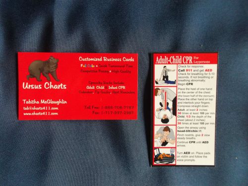 500 Personalized Custom Business Cards w/ CPR Instructions on back