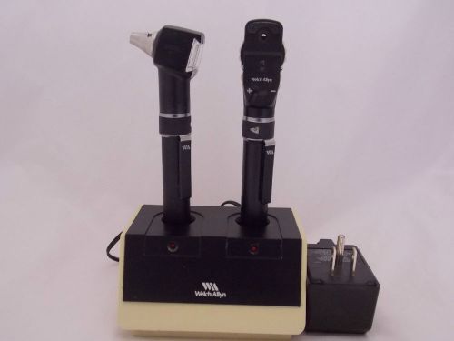 Welch allyn pocket otoscope w/throat illuminator &amp; opthalmoscope w/desk charger for sale