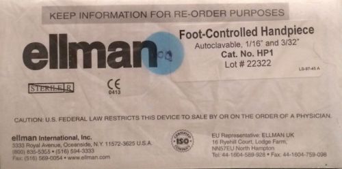 ELLMAN REUSABLE FOOT-CONTROLLED HANDPIECE CAT. NO. HP1 AUTOCLAVABLE, 1/16 &amp; 3/32