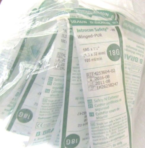 Braun Introcan Safety IV Cath 18G Ref 4252561-02 50pcs Winged-PUR